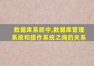 数据库系统中,数据库管理系统和操作系统之间的关系