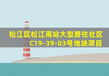 松江区松江南站大型居住社区C19-39-03号地块项目